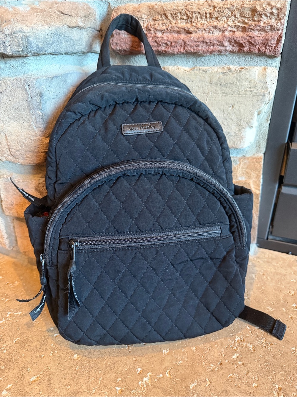 Vera Bradley Black Quilted Mini Backpack